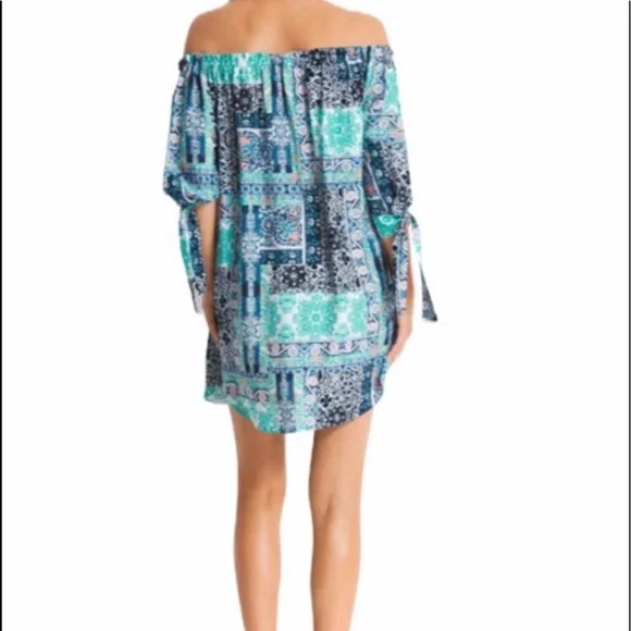 Seafolly Printed Silk Road Off Shoulder Dress - Picture 2 of 5